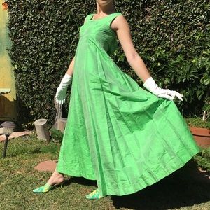 VTG  Viridescent Silk Dupione A-Line Gown~